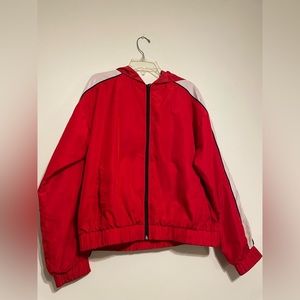 Red windbreaker